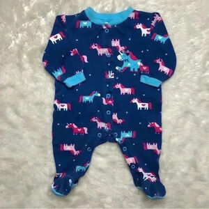 Pekkle Footed Onesie Pajamas Blue/Pink/White Size 3  Months
